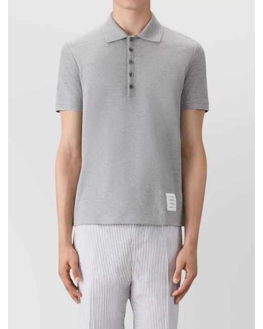Thom Browne Gray Cotton Piqué Polo Shirt for men