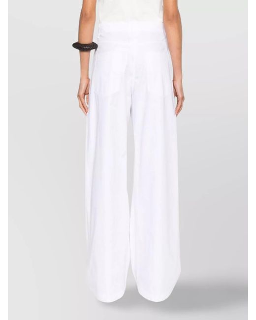 Sportmax White Cotton Wide-Leg Long Trousers