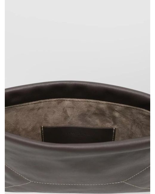 Brunello Cucinelli Gray Leather Shoulder Bag