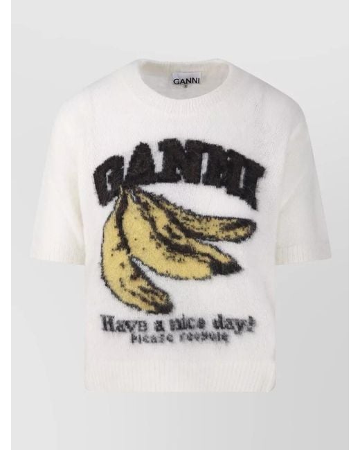 Ganni White Alpaca Blend Sweater