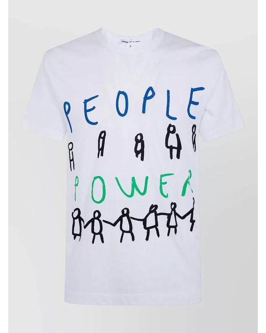 Comme des Garçons Blue Crew Neck Logo Graphic Short Sleeve T-Shirt for men