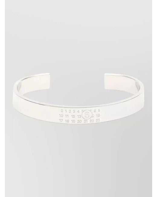 MM6 by Maison Margiela White Logo Brass Open Cuff Bracelet