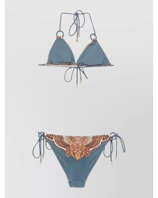 Zimmermann White Mahon Paisley Triangle Bikini Tie Side