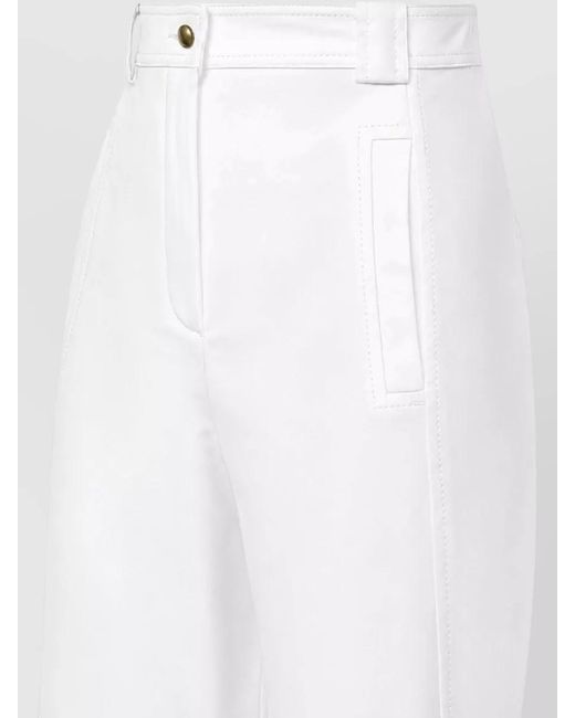 Max Mara White Long Denim Trousers High Waist Tailored Wide Leg