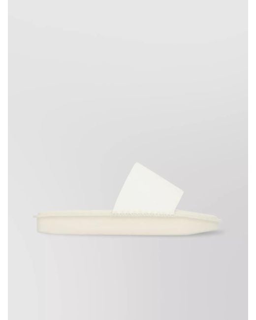 Y-3 White Leather Slides