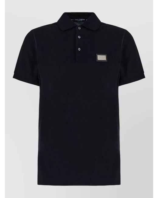 Dolce & Gabbana Black Piquet Shirt Featuring Polo Collar for men