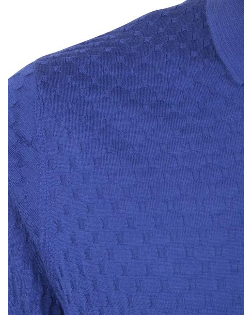 Filippo De Laurentis Blue Short-Sleeve Polo Shirt for men