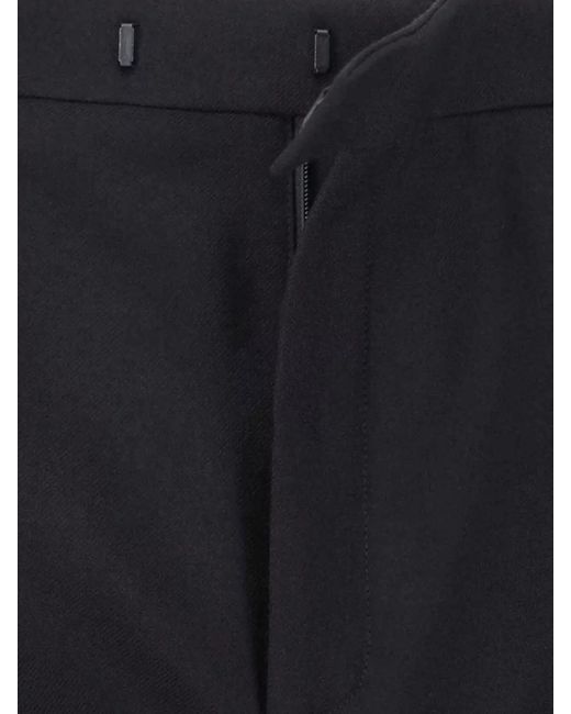 Saint Laurent Blue Wool High-Rise Straight-Leg Tailored Trousers