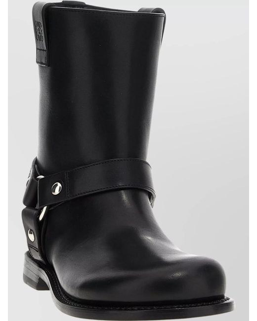 Loewe Black Leather Biker Ankle Boots