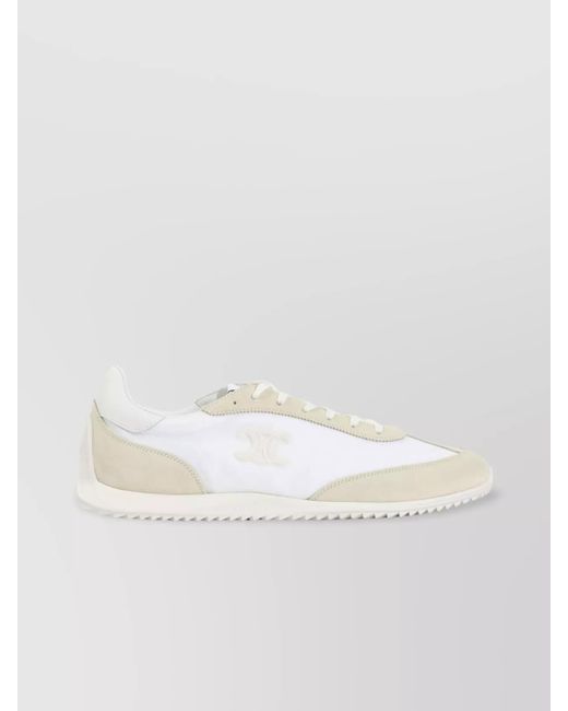 Céline White Triomph Low Lace-Up Sneaker With Suede Panels for men
