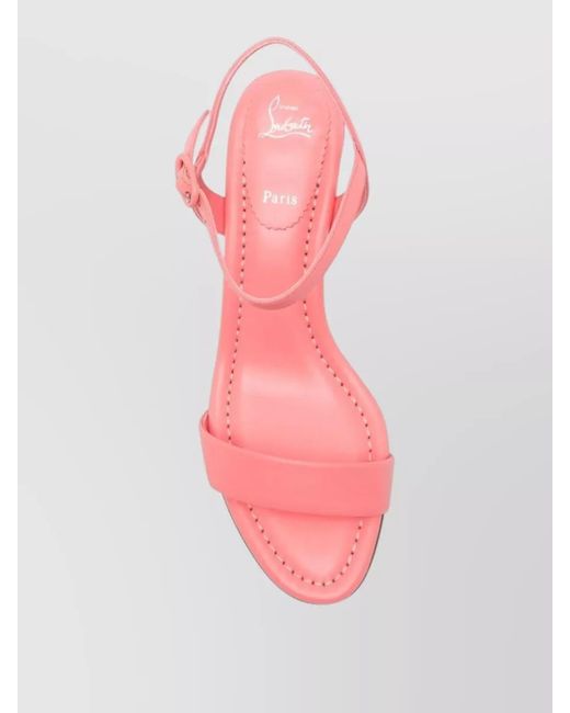 Christian Louboutin Pink Leather Ankle-Strap Block-Heel Sandals