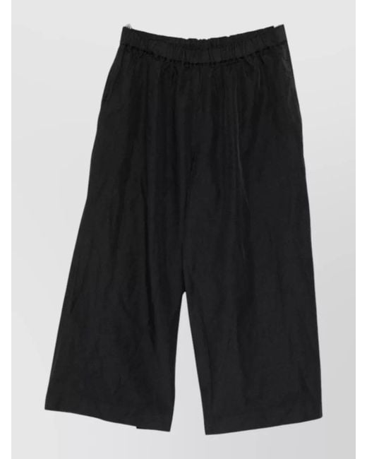 Comme des Garçons Black Cropped Wide Leg Shorts Two Pockets