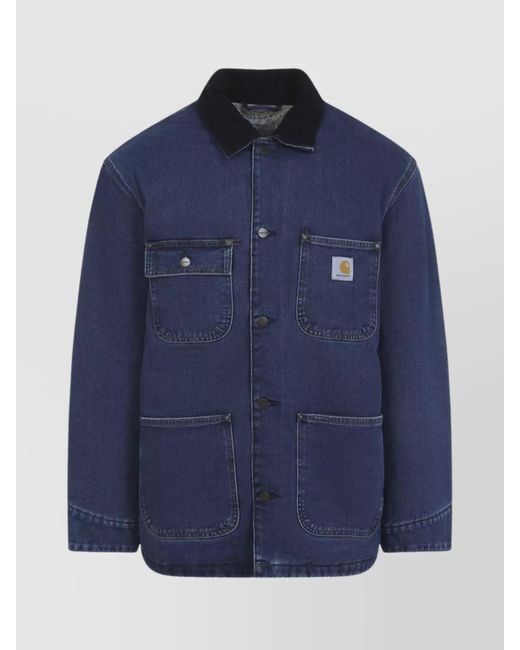 Carhartt Blue Utility Chore Coat Featuring Pockets for men