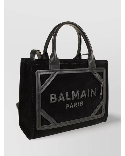 Balmain Black B-Army Suede Leather Crossbody Bag
