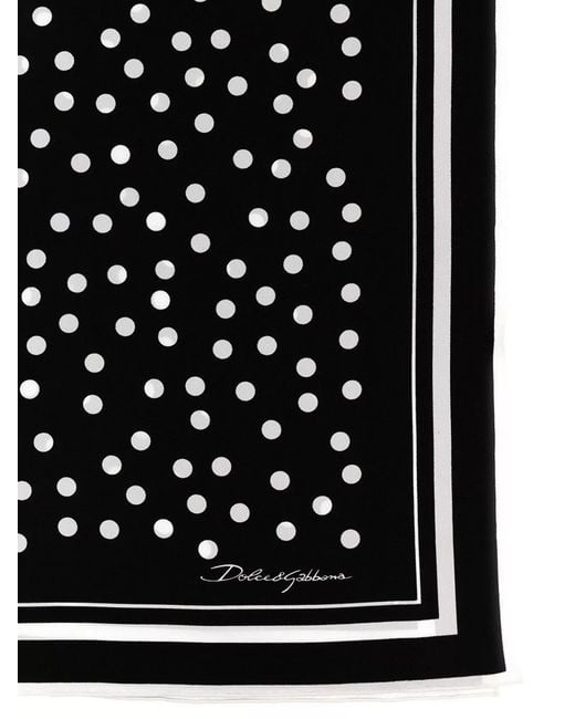 Dolce & Gabbana Black Square Shape Polka Dot Scarf