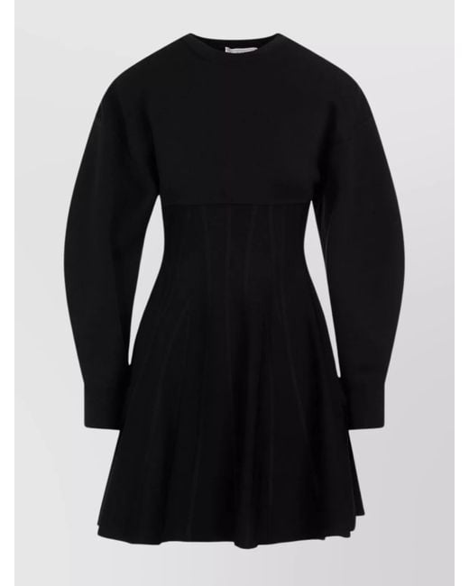 McQueen Black Slim-Fit Wool Midi Dress
