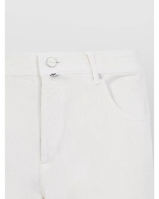 Kiton White Corduroy Straight-Leg Jeans for men