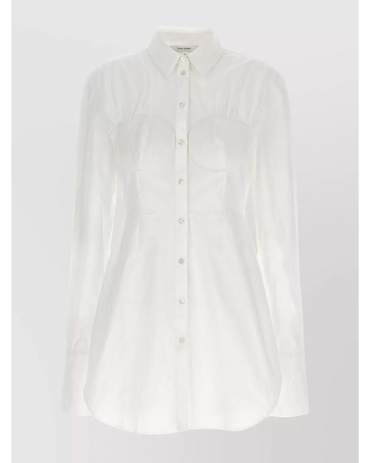 Nensi Dojaka White Cotton Hybrid Shirt