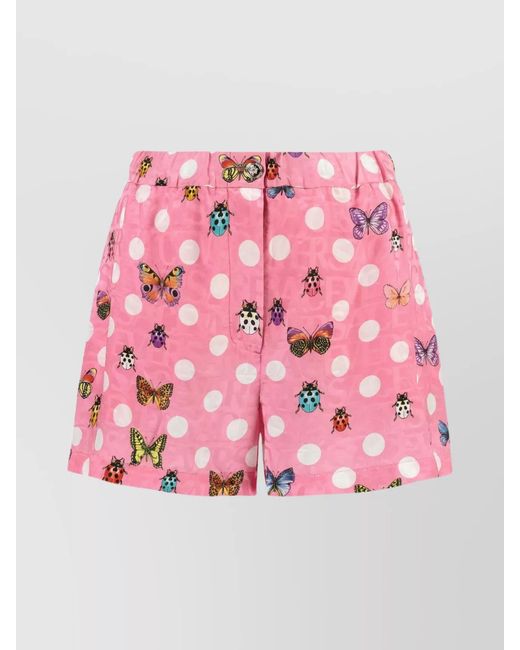 Versace Pink Silk Blend Printed Shorts