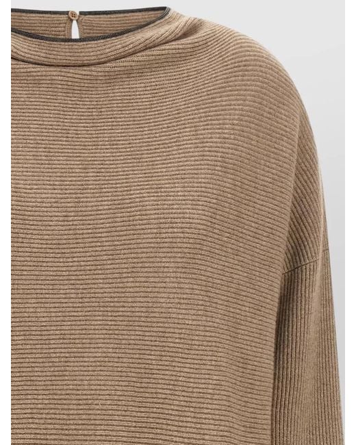 Brunello Cucinelli Natural Monile Collar Knit Mini Dress