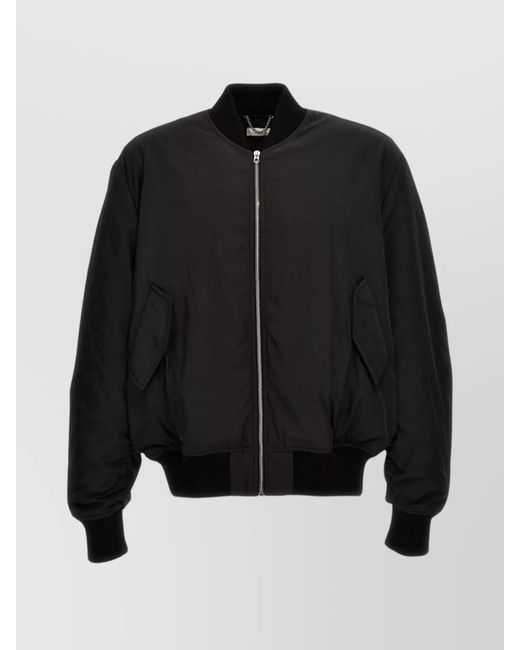 1989 STUDIO Black Nylon Bomber Jacket for men