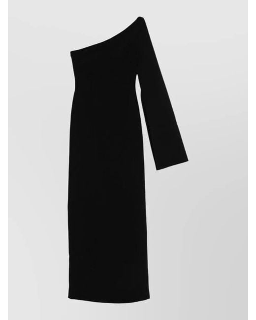 Solace London Black Alina One Shoulder Maxi Midi Dress