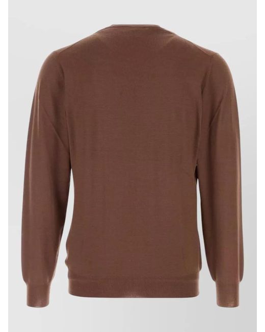 Fedeli Brown Virgin Wool Sweater for men