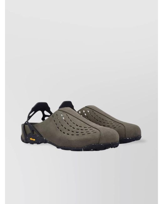 Roa Gray Perforated Backless Sandals Rubber Sole for men