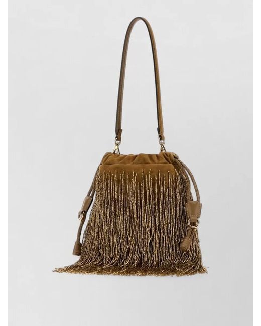 Etro Natural Kalispera Suede Small Bucket Bag