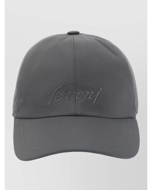 Brioni Gray Baseball Hat Curved Brim Polyester Visor for men