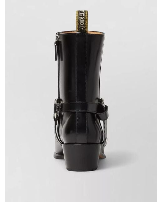 Fendi Black Leather Ankle Boots for men