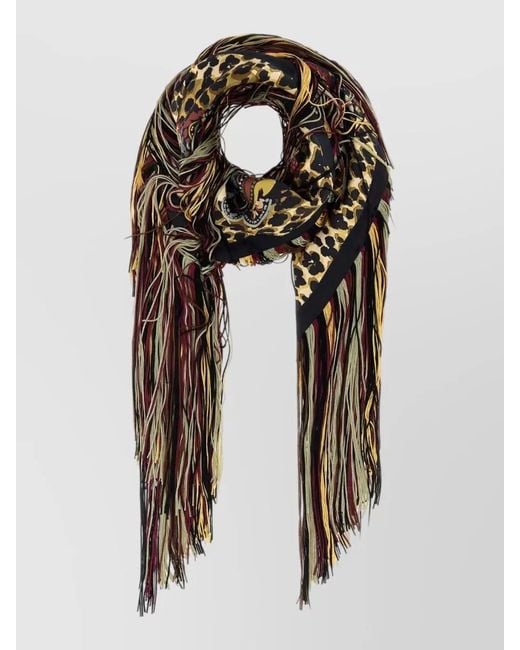 Etro Black Printed Silk Triangle Scarf