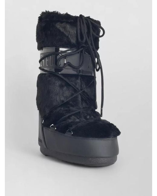 Moon Boot Blue Faux Fur Ankle Boots