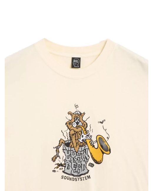 Brain Dead Natural Graphic Print Cotton T-Shirt With Round Neck for men