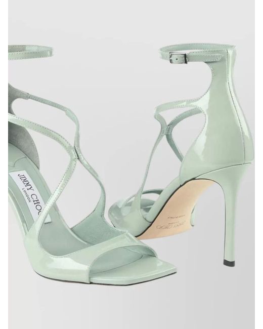 Jimmy Choo Green Azia 95 Leather Square Toe Stiletto Sandals