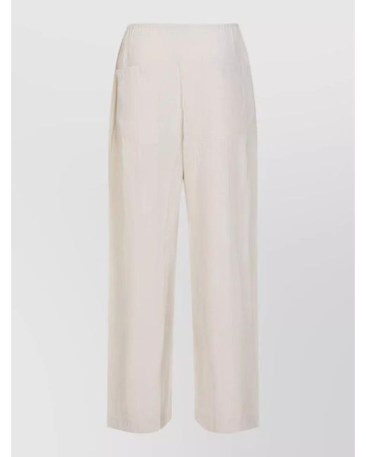 Studio Nicholson White Hera Drawstring Trousers Button Waist Pockets