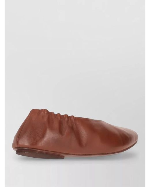 Marsèll Brown Strascico Leather Ballerina Shoes Elastic Trim