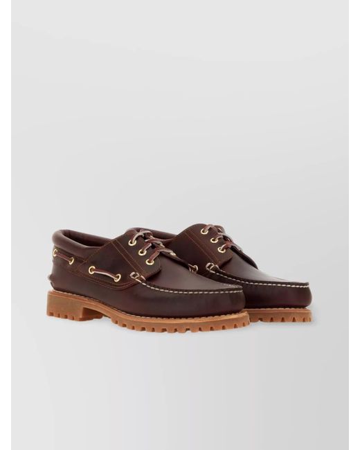 Timberland Brown Leather Boat Moccasins for men