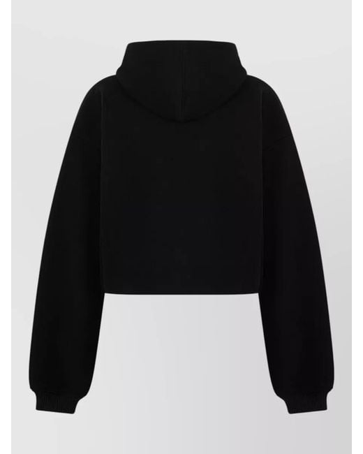 The Mannei Black Cropped Cotton Hoodie Long Sleeves