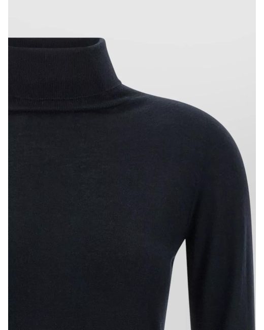 Fabiana Filippi Blue Cashmere Silk Turtleneck Sweater Long Sleeves