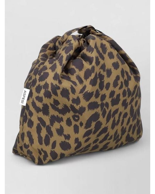 Aspesi Brown Leopard-Print Tote Bag