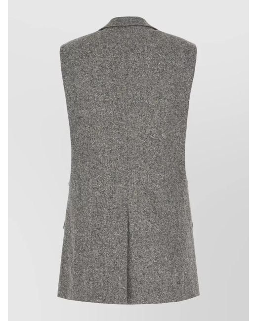 MM6 by Maison Margiela Gray Wool Blend Tailored Vest Notched Lapel