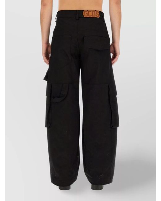 Gcds Black Cotton Regular-Fit Cargo Trousers for men