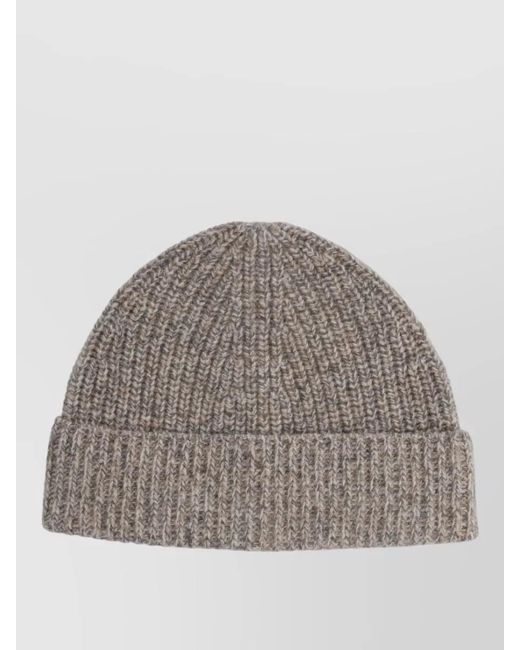 Aspesi Gray Ribbed Wool Beanie