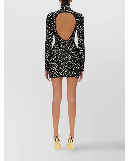 Roberto Cavalli Black Cheetah High-Neck Open-Back Mini Dress