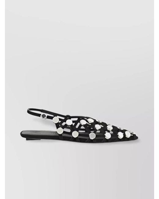 The Attico Metallic Leather Studded Cutout Ballerina Flats