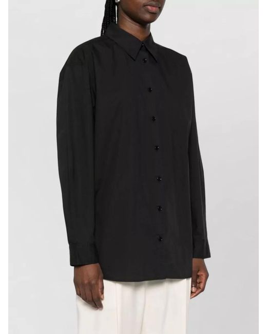 Totême Black Organic Cotton Shirt Long Sleeves Collar