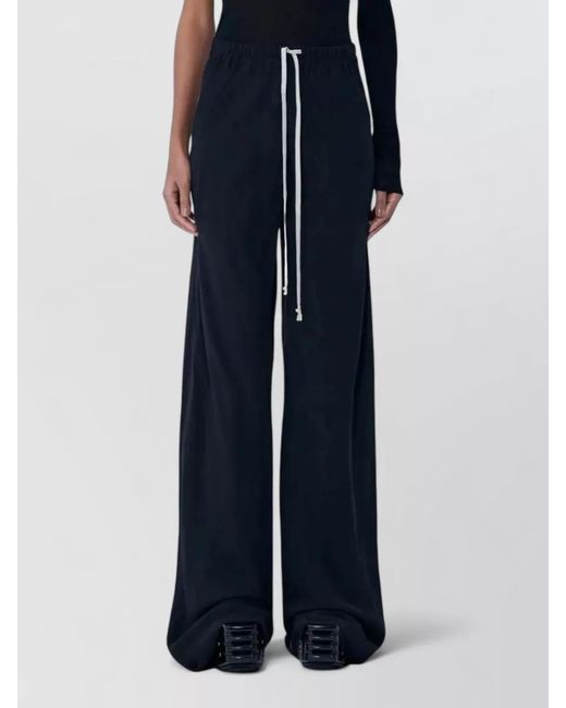Rick Owens Black Silk High-Rise Wide-Leg Trousers