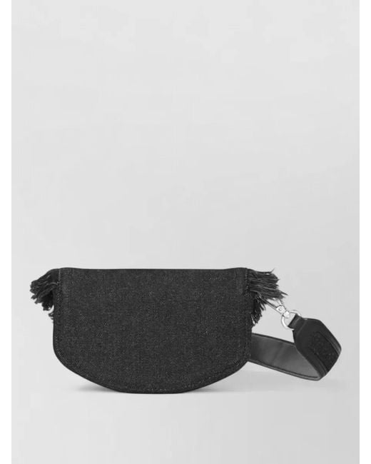 Ganni Black Chain Shoulder Wallet Bag Adjustable Strap Fringe
