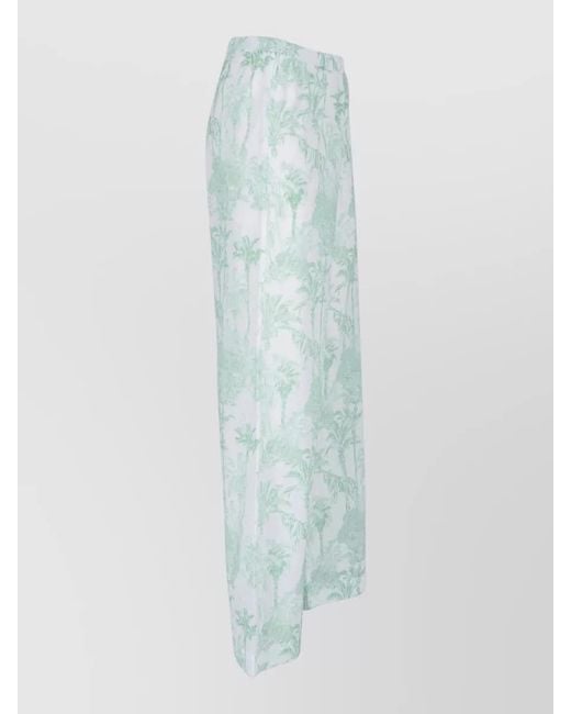 Mc2 Saint Barth Blue Tropical Lounge Pants Wide Leg Cut